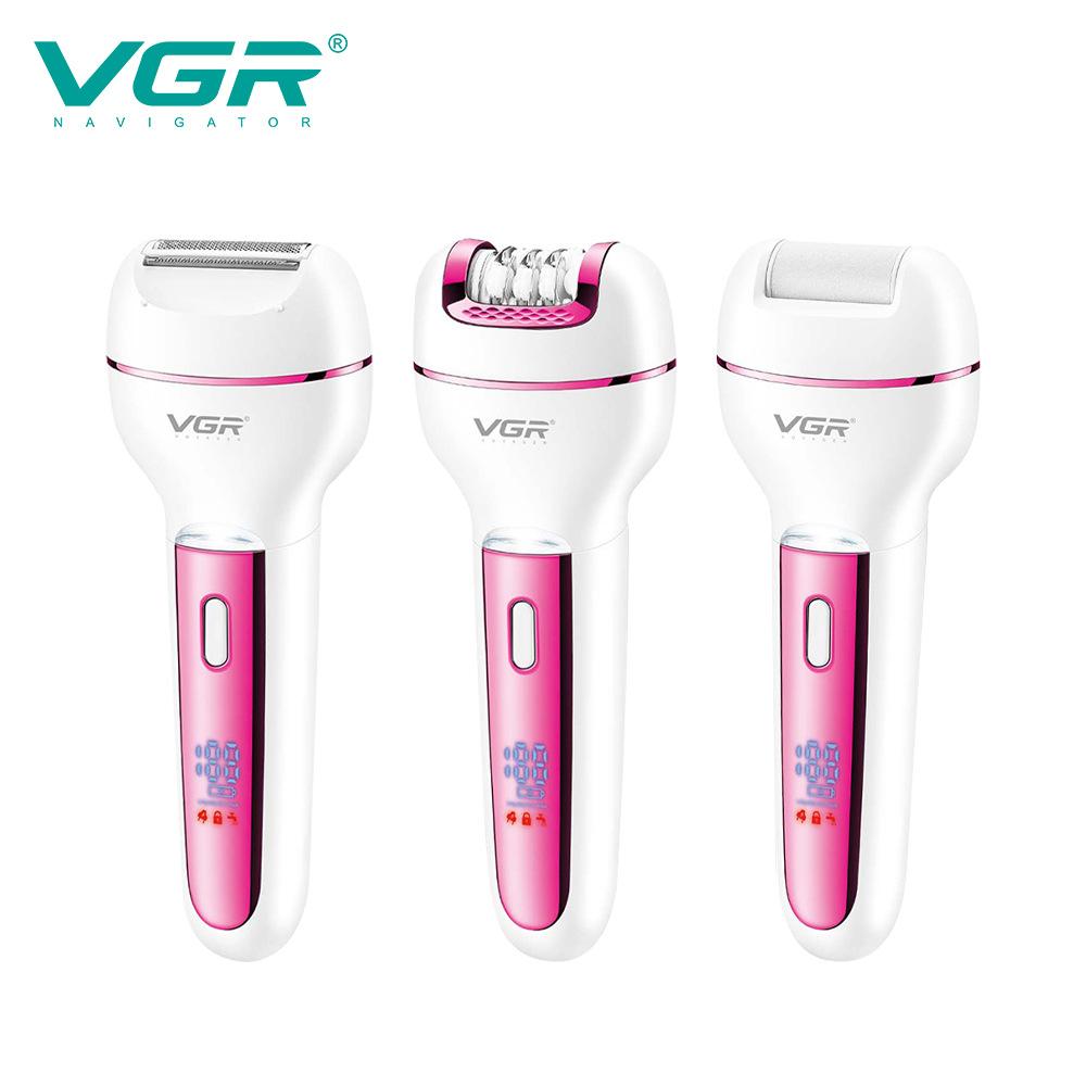 VGR V-732 3 in 1 Epilator Women Electric Shaver for Face Body Rechargeable Lady Trimmer Hair Removal Bikini Underarms Legs Deep Cleaning Epilator
