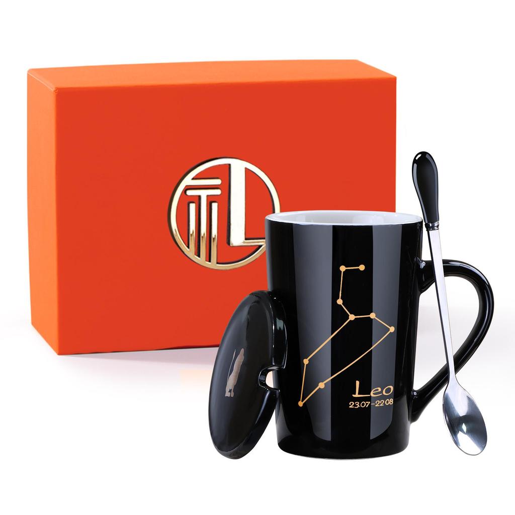 Creative Ceramic Mug - Zodiac Constellations with Lid & Spoon, Perfect Gift for Couples