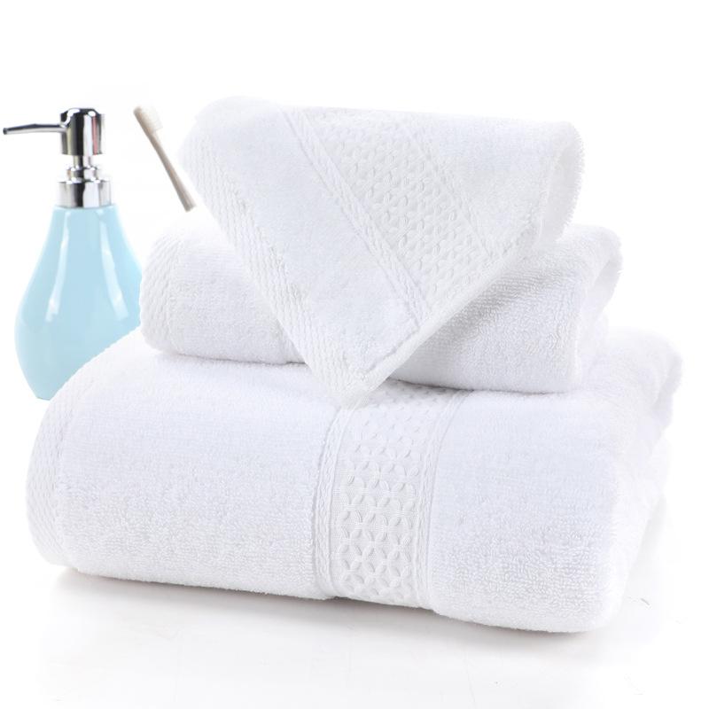 Long-staple cotton towel, bath towel three-piece set, absorbent adult face towel, beach towel, embroidered advertising towel rice-shaped scarf set