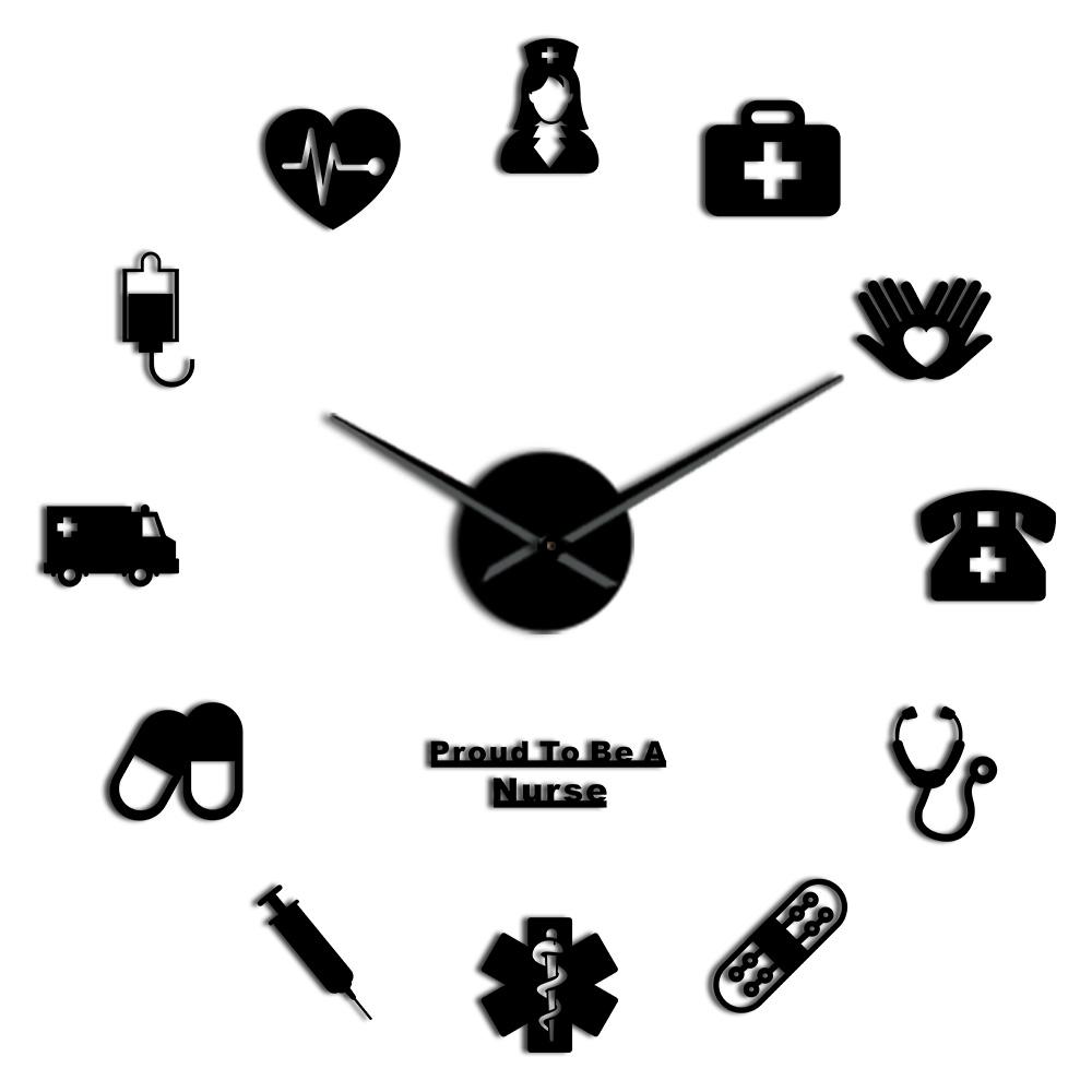 

Proud To Be A Nurse Doctor & Nurse Kit DIY Large Wall Clock Medical Office Hospital Wall Art Decor Long Hands Clock Wall Watch (Black,27 Inch) чорний