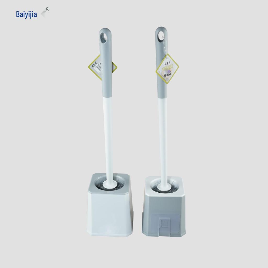 Wall-Mounted Toilet Brush Set: Long Handle, No Dead Angles, Includes Base, Ideal for Home Bathroom Cleaning.