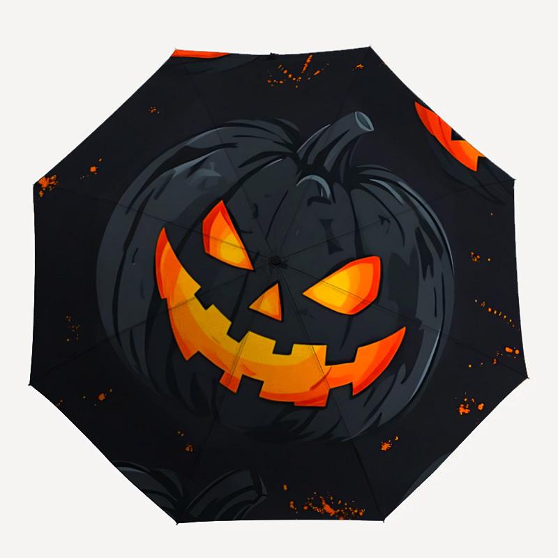 

1pc Halloween Pumpkin Umbrella - 8-Rib Automatic Open/Close, Fashionable Compact Umbrella for Outdoor Adventures yy250813204