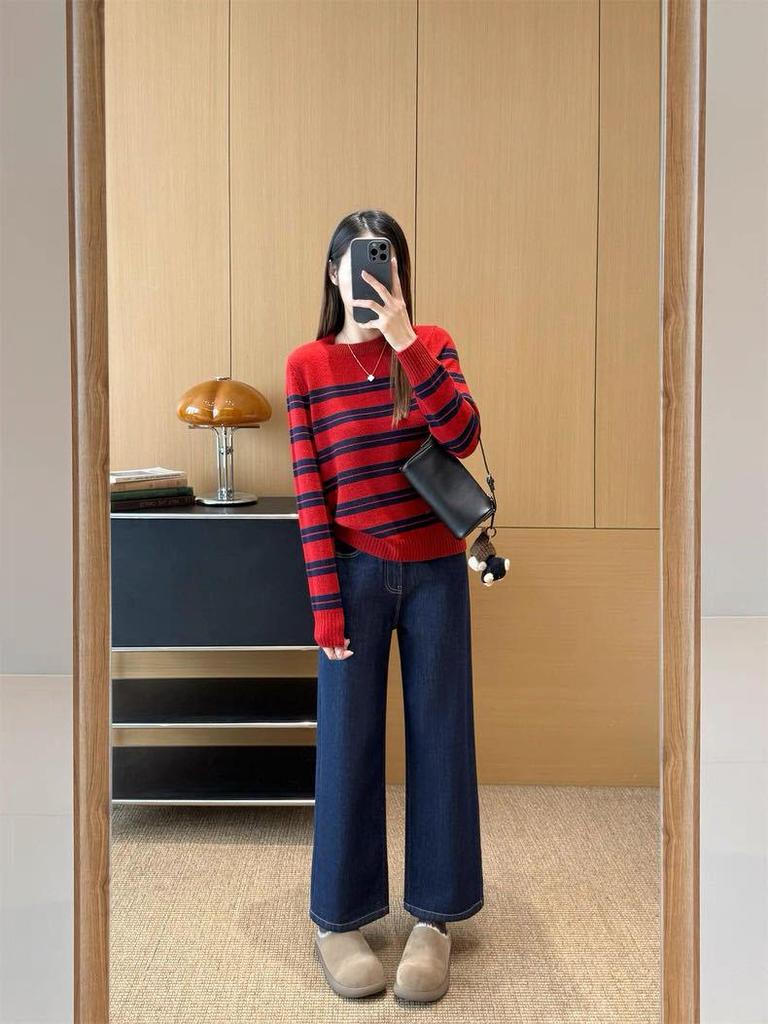 Xiao He 2026 Embroidered Denim Slim Straight-Leg Women's Jeans