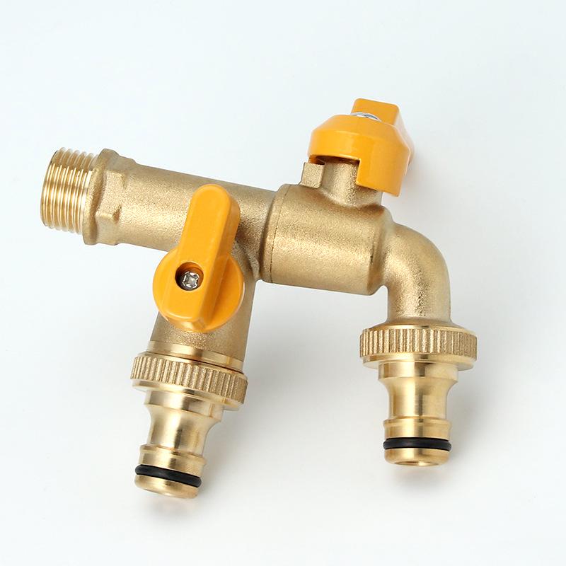 Pure Copper Outdoor Faucet for Garden/Balcony: Mop Pool Tap with Dual Outlets and Large Flow