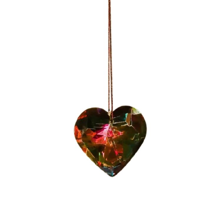 Crystal Heart-shaped Prism Crafts Window Door Ornaments Chandelier Rope Pendant