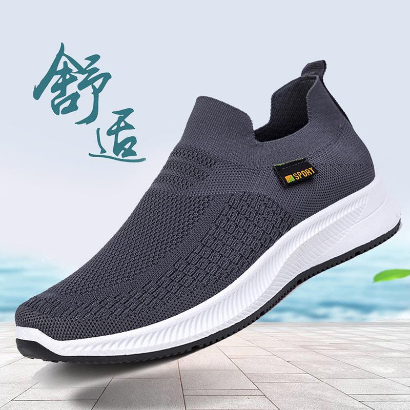 New Sports and Leisure Cloth Shoes Fly-woven Men's Shoes Breathable Thin Mesh Socks Shoes