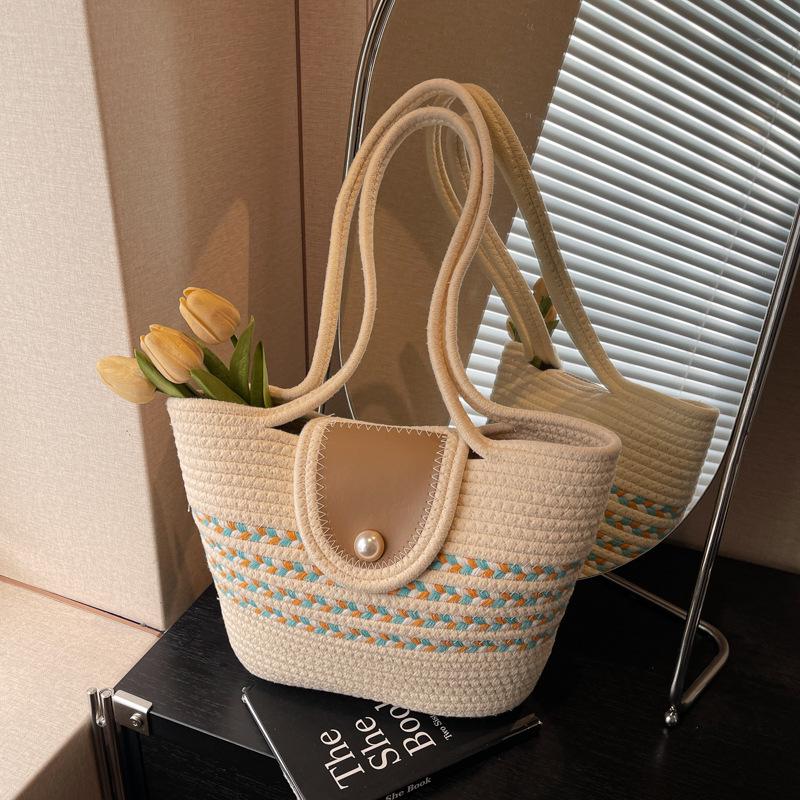 

Elegant Woven Straw Ballet Vacation Bag - Large Capacity Fashion Shoulder Handbag чёрный