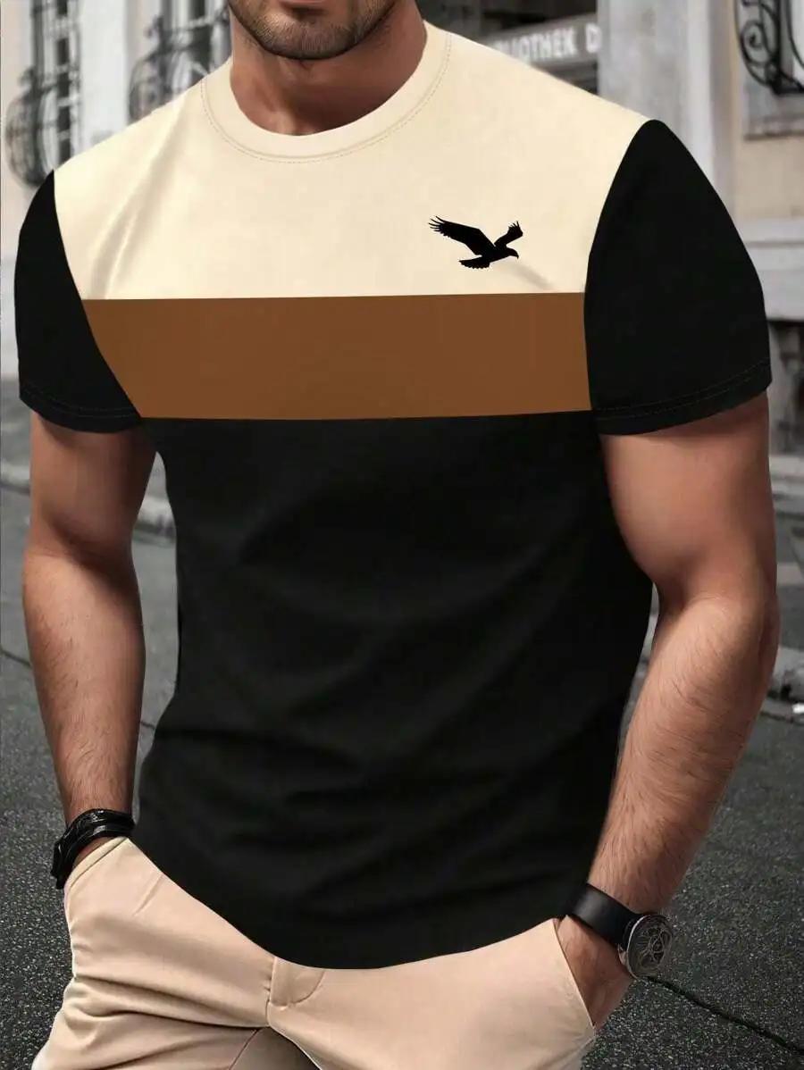 Summer Men s T-shirt, Outdoor Fashion, Street Short-sleeved, Striped Top Printed Check Style, Large-sized Loose Men s Clothing XL