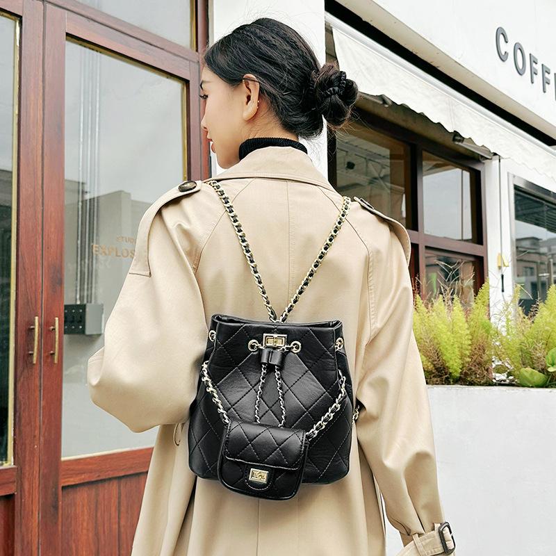 Women's Summer Diamond-shaped Chain Backpack, Korean Version, High Appearance Level, Small Square Bag, Single-shoulder Crossbody Bag