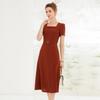 French high-end square neck design dress for women's summer style with age reducing bubble sleeves and A-line skirt