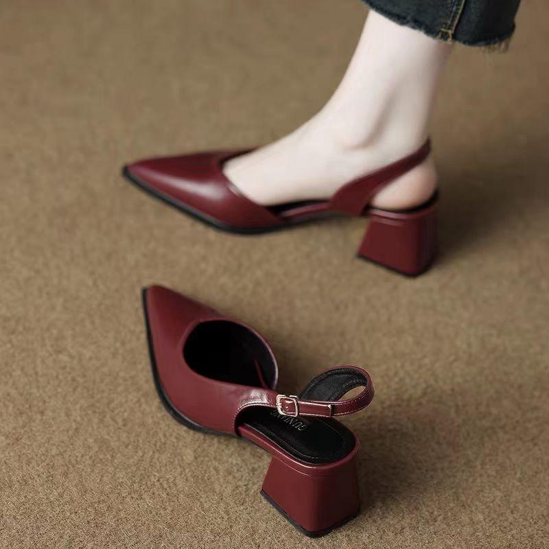 High Heels Sandals Woman Pointed Toe Heeled Shoes Shallow Summer Trend Loafers Slingback Shoes Elegant Dress Pumps Mujer