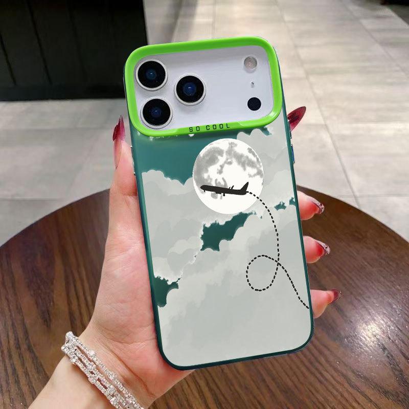 Moon Plane Pattern Trendy Hard Phone Case For Apple Iphone Series