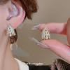 Silver Needle Pearl Zircon Lace Stud Earrings French Light Luxury Fashion Earrings Internet Celebrity High Sense Versatile Earrings