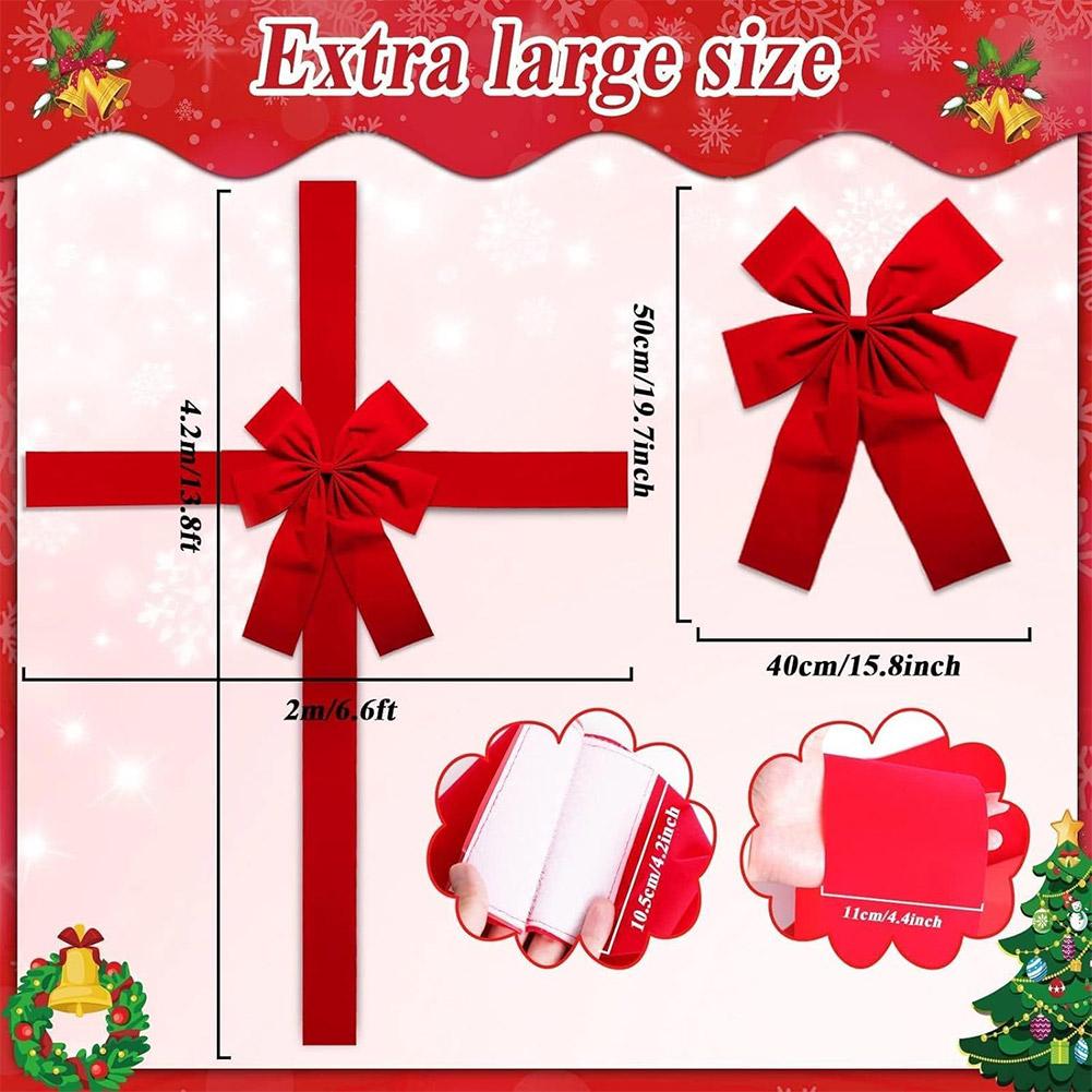 Large Size Christmas Front Door Hanging Bow Knot Imitation Linen Ribbon New Year Xmas Front Door Decoration DIY Big Bow Gifts
