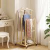 Bamboo Clothes Rack on Wheels, Compact, with Hangers, Hanging Rails, Shelf and Bottom Shelf, Oak Look
