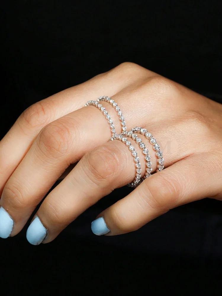 925 Sterling Silver Zircon Fashionable 1.5MM 2MM Shiny Round Ring For Women Engagement Wedding Luxury High Quality Fine Jewelry