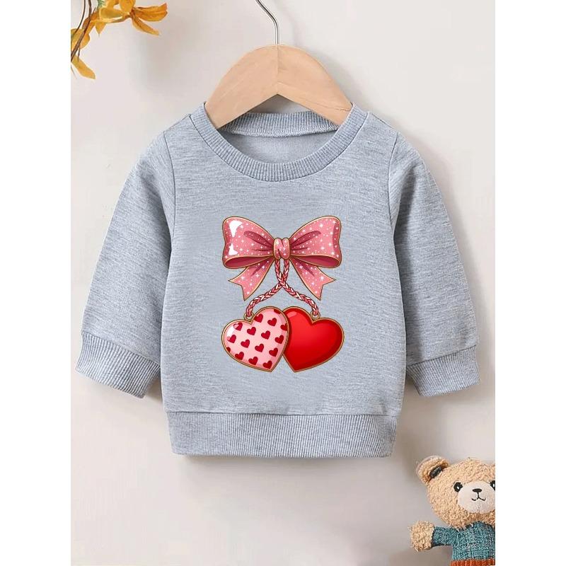 European sizes Cute Print Pattern 0-3 Years Old Baby Girls Comfortable Thin Round Neck Sweatshirt Suitable For Outdoor Wear.