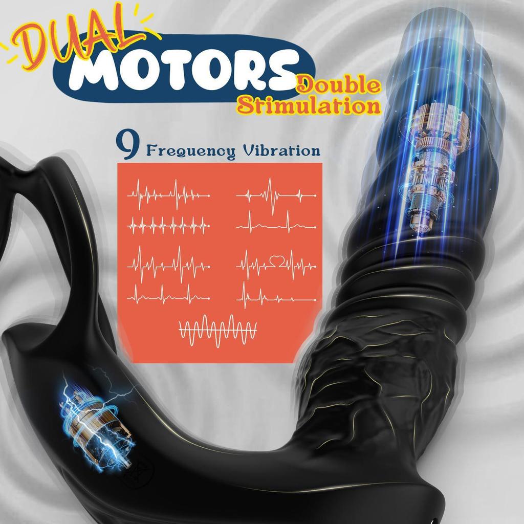 Remote-Controlled & App-Enabled Prostate Massager with Dual Ring Telescopic Vibration and Anal Plug for Men