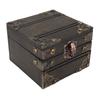 Large Jewelry Box Large Capacity Antique Durable Wood Dark Grey Vintage Jewelry Box with Metal Lock