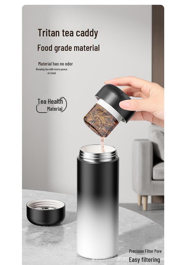 Men's Magnetic Thermos: 316 Stainless Steel, Tea Infuser, Separate Chambers, Magnetic Pop-up Cup, Portable High-End Business Water Cup