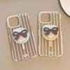 Stripe Magnetic Suction 16 Transparent for IPhone17promax Phone Case for13 Bow Rotating Bracket 14 Soft 11