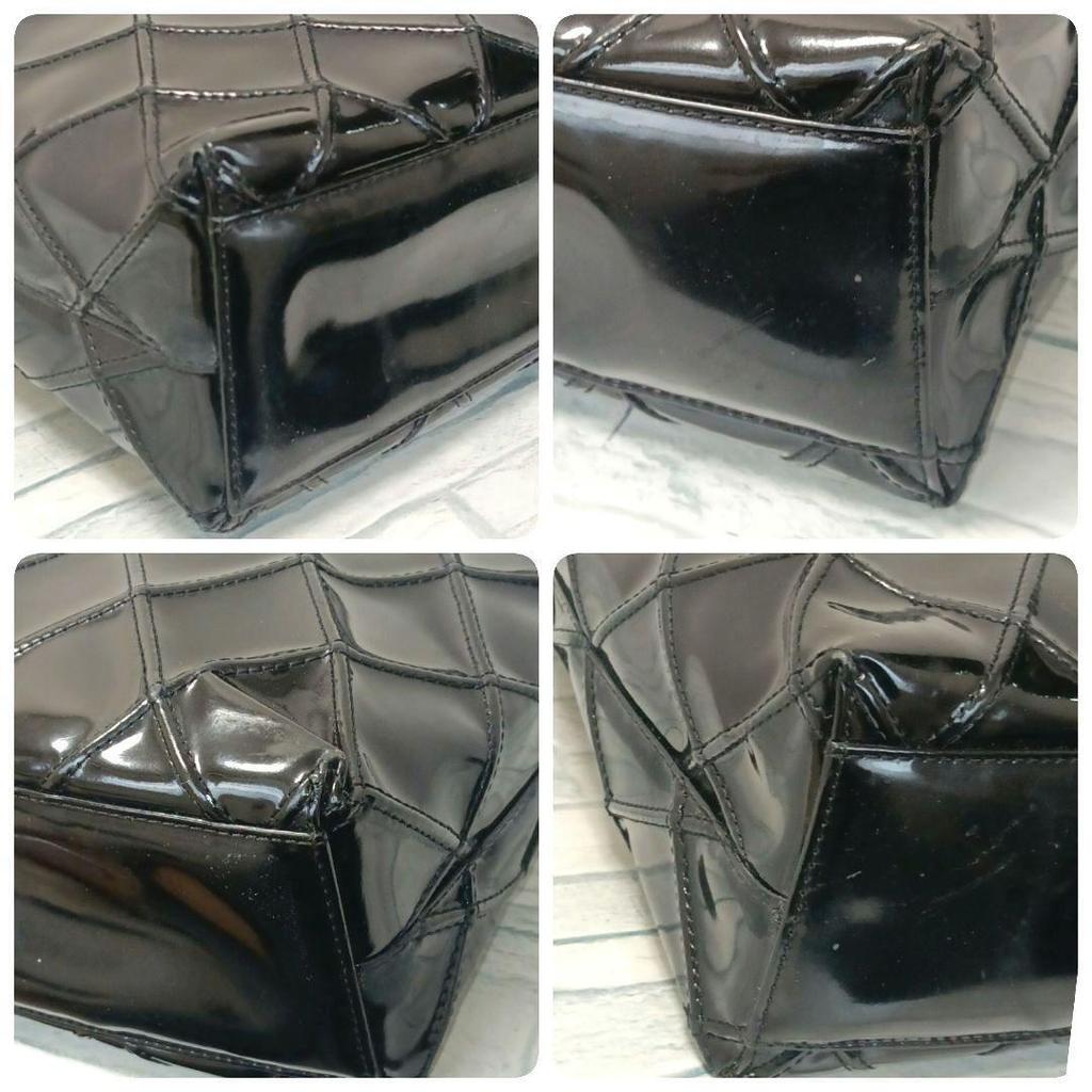 Chanel Matelasse Quilted Shoulder Bag Tote Bag Patent Leather, Black, CC Logo, Silver-tone Hardware