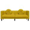 3 Seater Yellow Velvet Sofa with Cushions