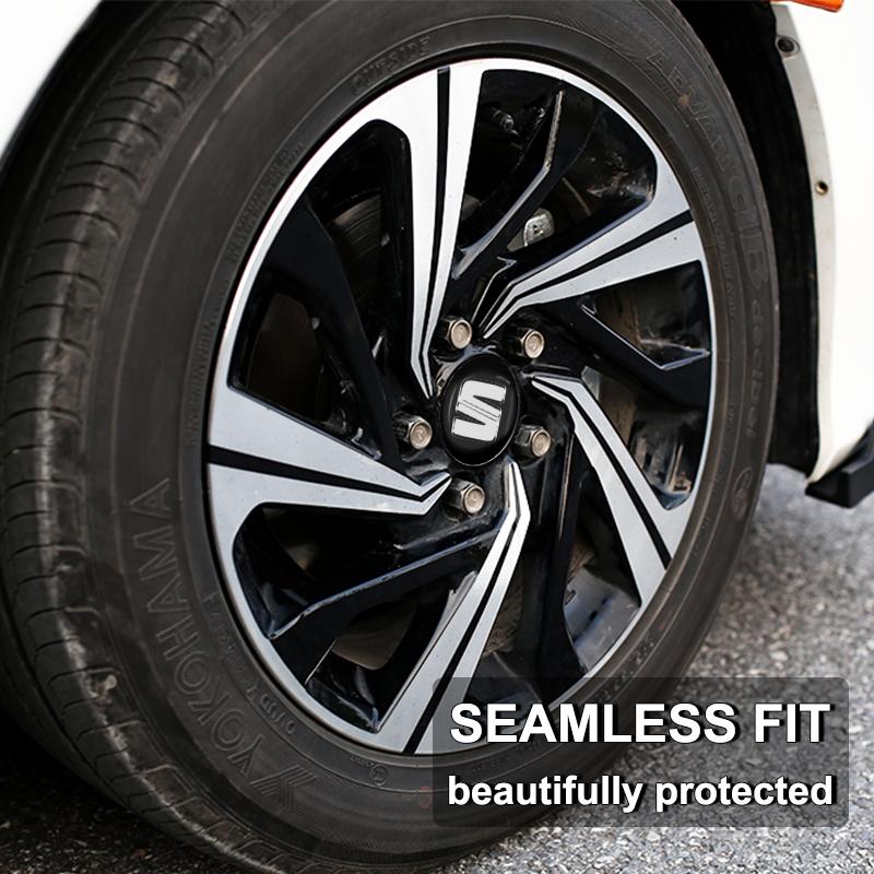 4Pcs 56MM Car Wheel Rims Center Hub Caps Emblem Sticker Car Accessories for Seat Cupra Leon 5f Ibiza 6l 6j Leon 1p Cushion Altea Xl Leon Decor