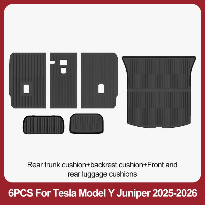 Car Floor Mats For 2026 2025 New Tesla Model Y Juniper All Weather TPE Floor Mat Cargo Liner Rear Trunk Mat Frunk Backrest Mats