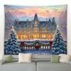 Winter Snow Scene Christmas Tree Forest Nature Landscape Tapestry Decoration Wall Hanging Retro Tapestry Tapiz