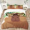 3pcs Glasses, Capybara Bedding Set - 1 Duvet Cover + 2 Pillowcases(Core Not Included), Machine Washable Polyester, All-Season Comfort, Bedro