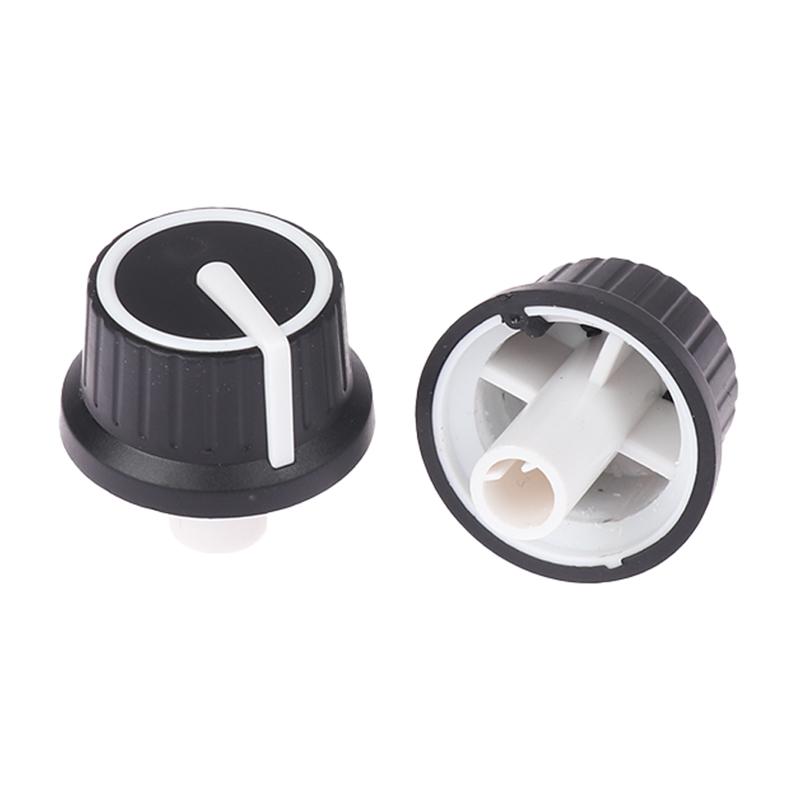 2Pcs Black White Rubber Half Shaft Knob Potentiometer Rotary Encoder Volume Switch Cap 25*25.5Mm