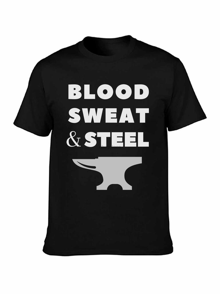Brand Men Shirt Blood Sweat Steel Blacksmith Forging Iron T Shirt