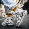 Sneakers Plus Size Graffiti Luminous Student Sneakers Northeast Trend Fleece-lined Thickened High Top Big Cotton Shoes