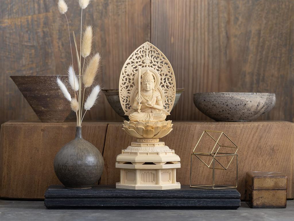 Wooden Buddha Kokuzo seated guardian deity of the zodiac for those born in the years of the Ox and Tiger Bosatsu statue, Bosatsu, statue, 22.5cm