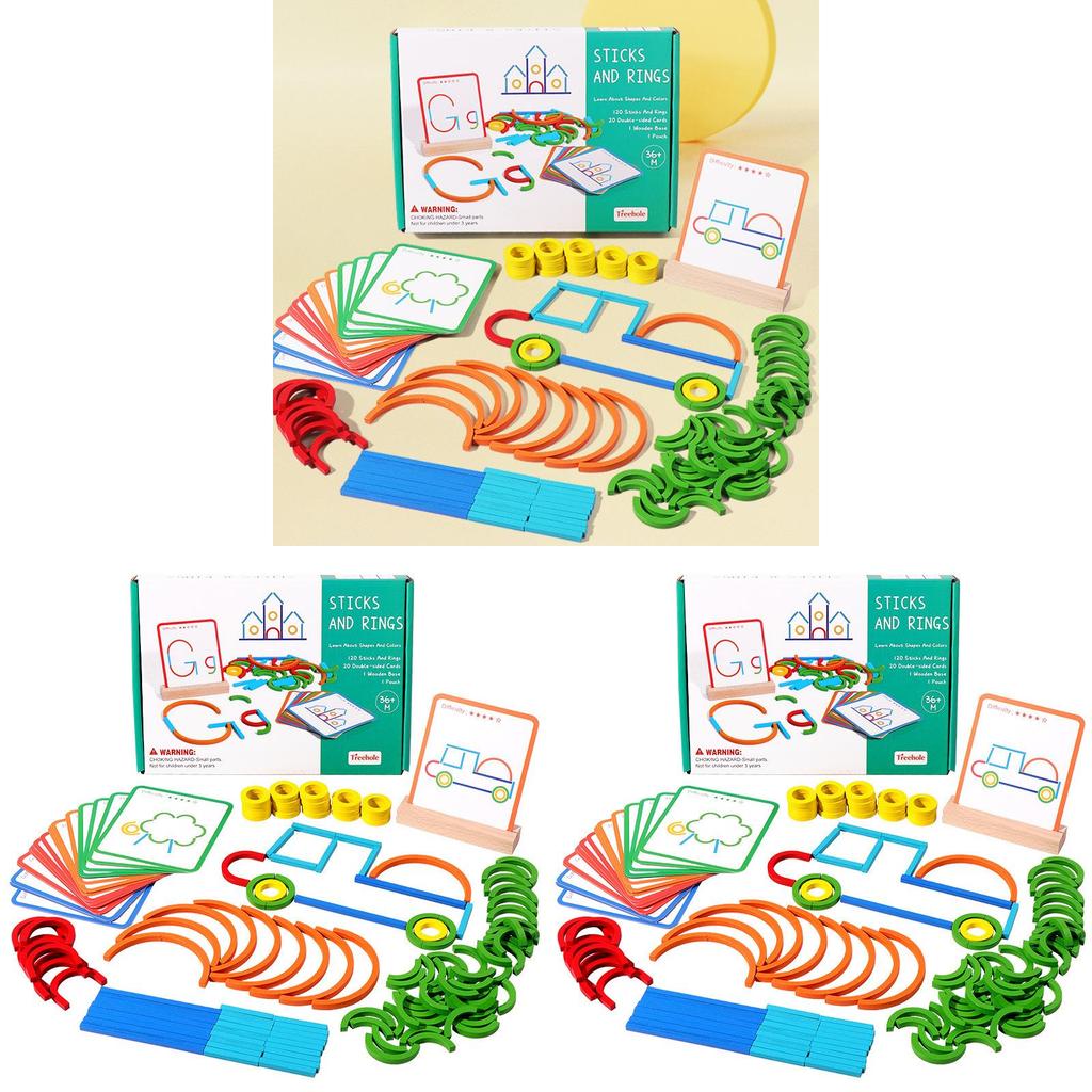 Wooden Educational Puzzle Blocks With Creative Rings For Kids Learning And Brain Development