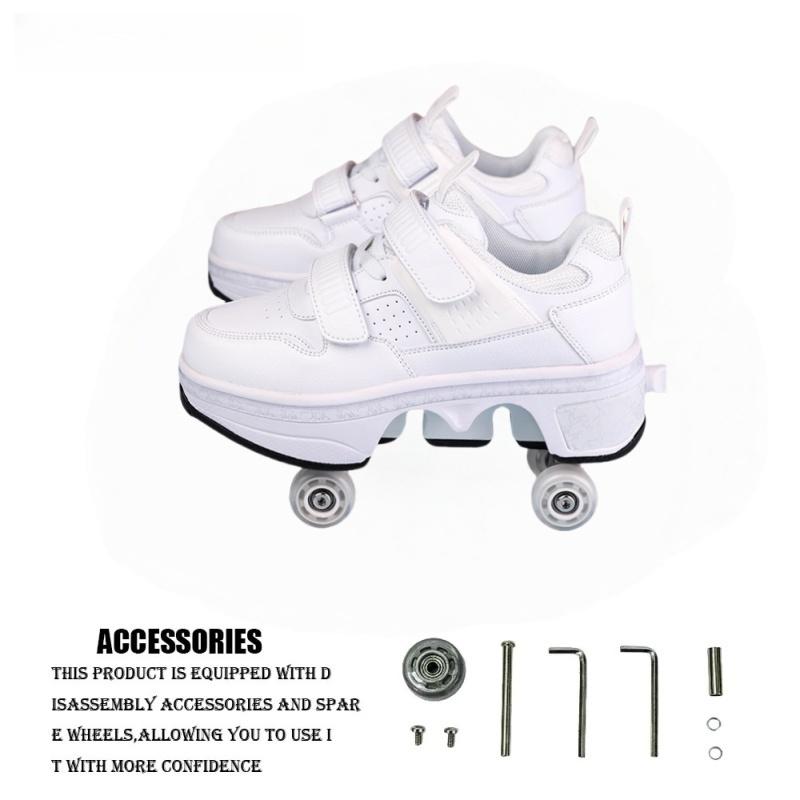 Deformation Shoes Roller Sneakers With 4 Wheels Skates Adult Kids Runaway Parkour Wheels Shoes For Women Men Youth Sport Shoes