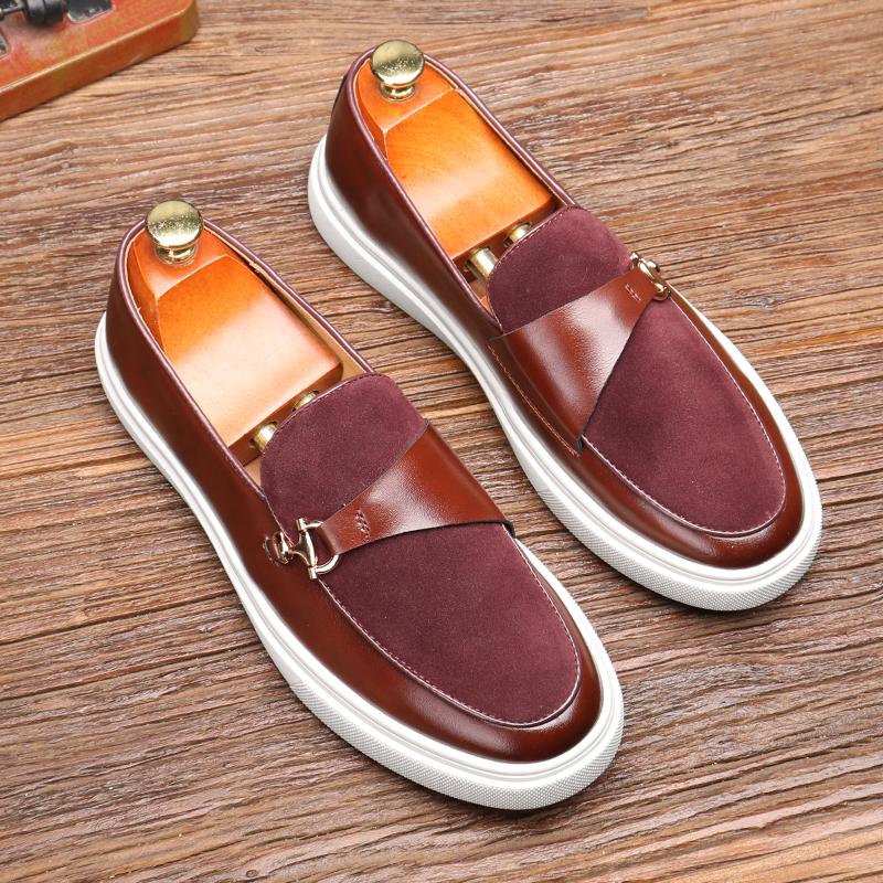 Fashion Fashion Men's Casual Slip-on Leather Shoes Men Classic Buckle Loafers Moccasins Mens Outdoor Board Shoe Driving Flats