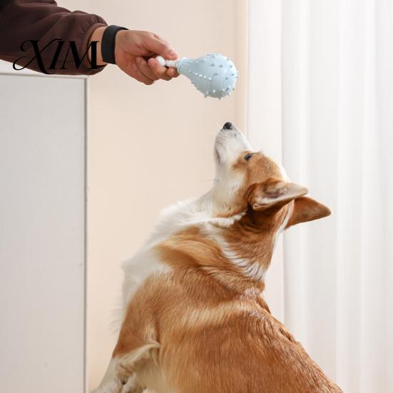 Pet Enrichment Toys Dog Treat Dispenser Toy, Spiky Chicken Leg Chew Rubber Interactive Foraging Games for Pets Puzzle Feeder Aggressive Chewers,