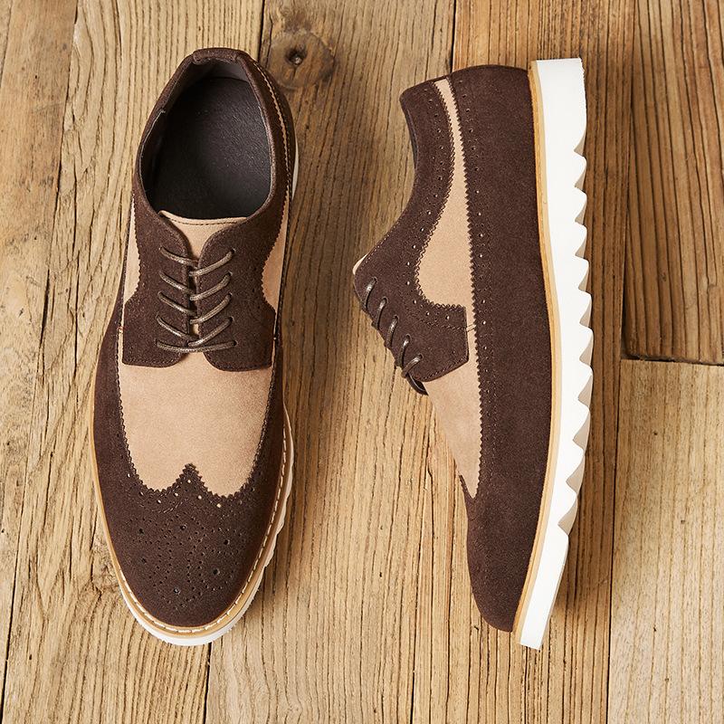 

Европейский, американский и британский стиль новая резная кожаная обувь мужская замшевая Брок повседневная мужская обувь мягкая подошва износостойкая 40（us=8）