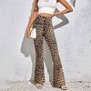 New Women's Trousers, High Waist Drape, Leopard Print Micro-flap Pants, Women's Leg-length Casual Trousers