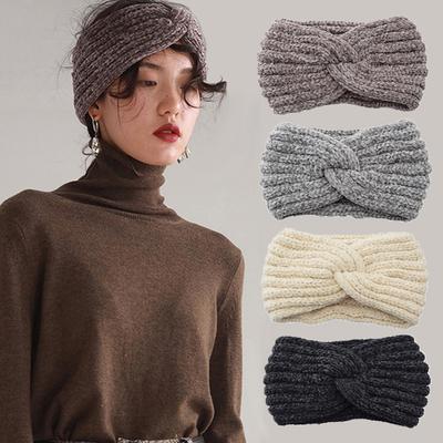 Knitted Wool Crossed Headband Sports Headband Ear Protection Headgear Handmade Hair Accessories Thermal Corduroy Headband