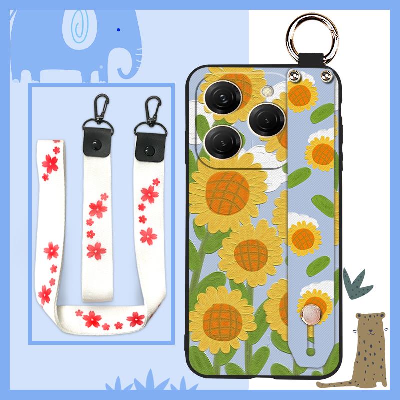 Wristband Anti-dust Phone Case For Tecno Spark20 Pro/KJ6 Anti-knock Soft case Silicone Shockproof Lanyard Wrist Strap
