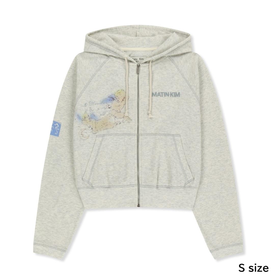 [НОВИНКА] Matin Kim Худи на молнии с капюшоном Waffle Sketch Graffiti - Светло-бежевый Streetwear S фото