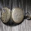 Vintage Steam Train Antique Chain Quartz Pocket Watch Round Skeleton Case Roman Numerals Locomotive Pendant