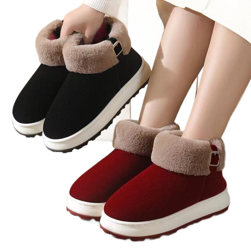 New High-Top Winter Warm Cotton Slippers with Anti-Slip Thick Soles for Men and Women