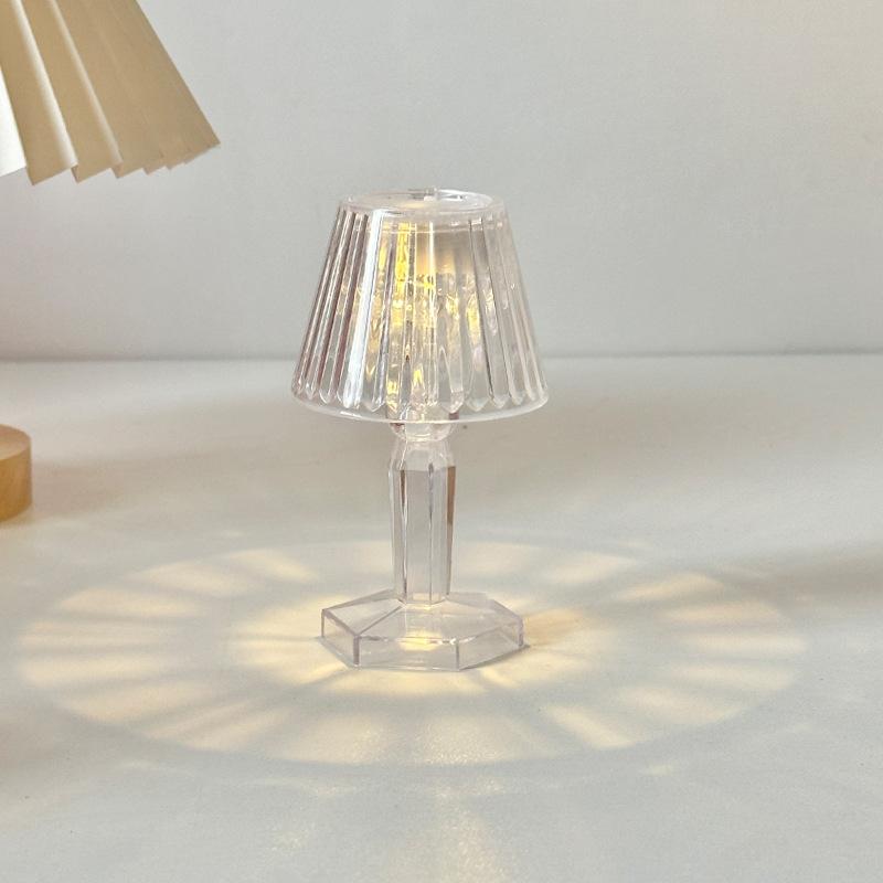 Mini Crystal Table Lamp Color Changing Battery Bedsides Lamp Night Light For Table Dinner Bar Bedroom Party Christmas LED Night