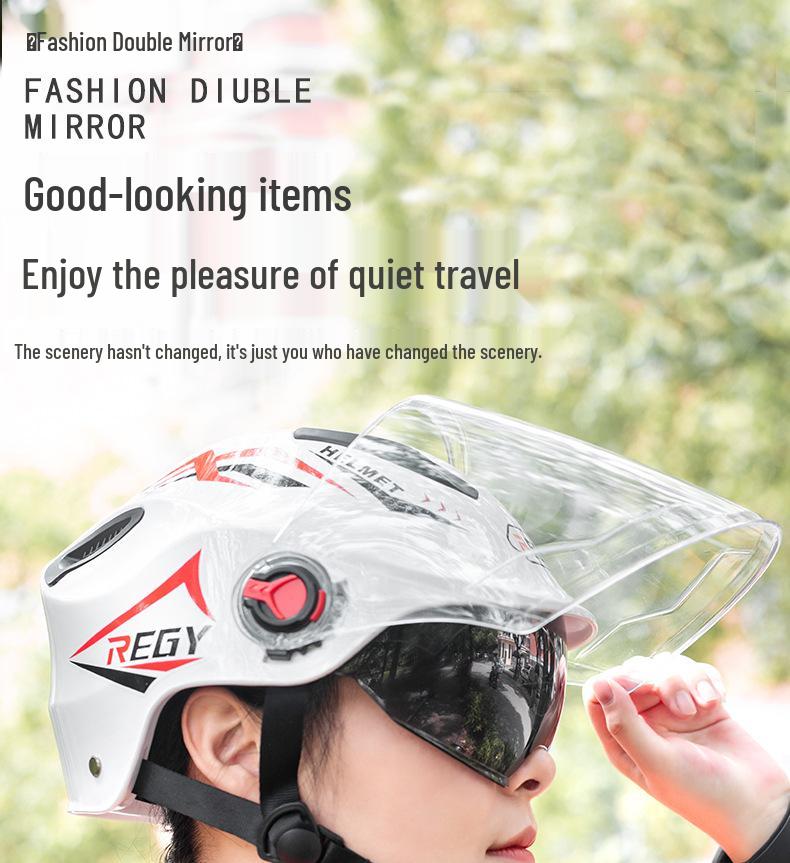 Dual-Lens Electric Vehicle Helmet for All Seasons - Unisex