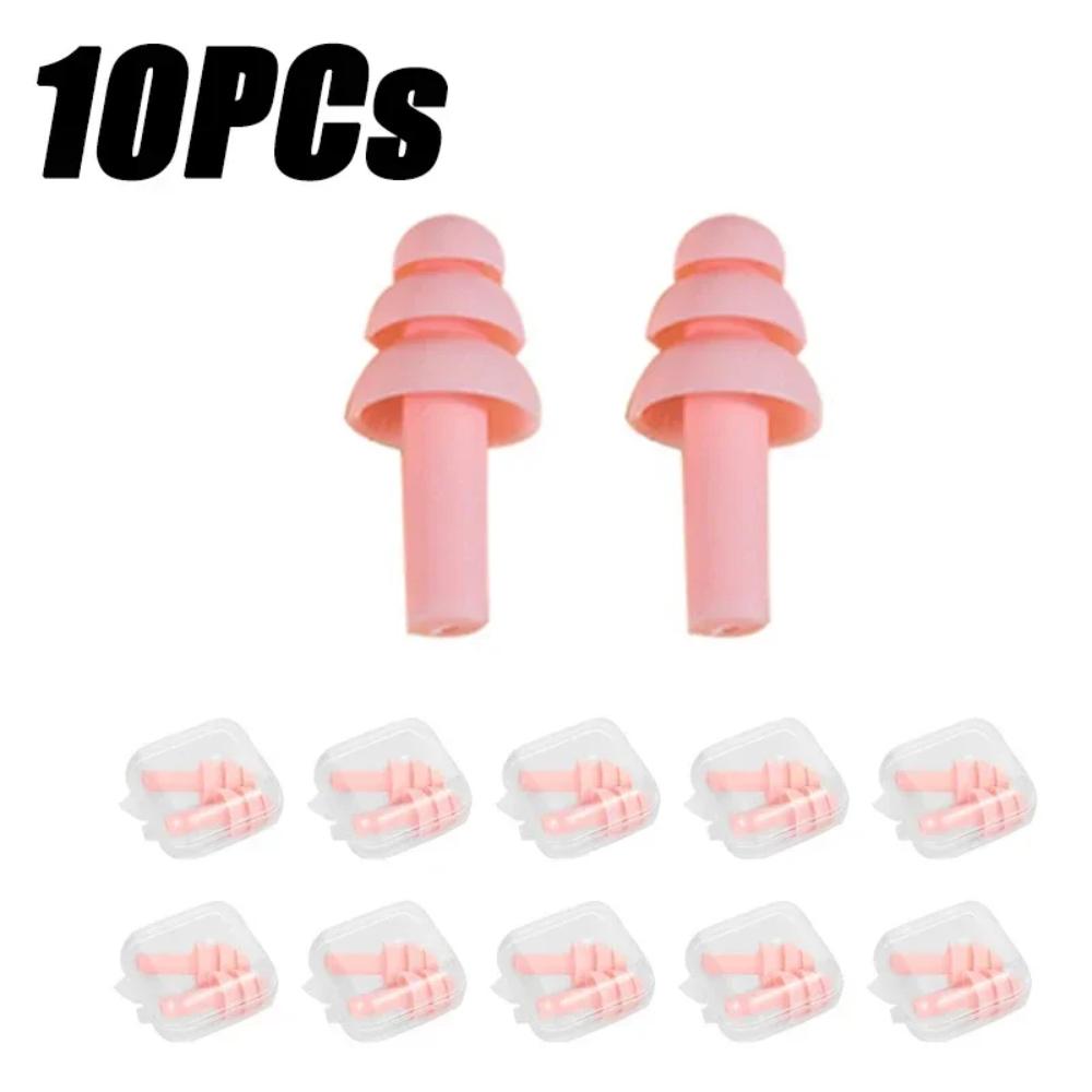 10pcs Soft Silicone Earplugs Waterproof Swimming Ear Plugs Reusable Noise Reduction Sleeping Ear Plugs Hearing Protector