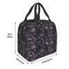Magic Goth Spooky Gray Purple Black Lunch Tote Bag Insulated Leakproof Lunch Box Container with Front Pocket for Girls Boys